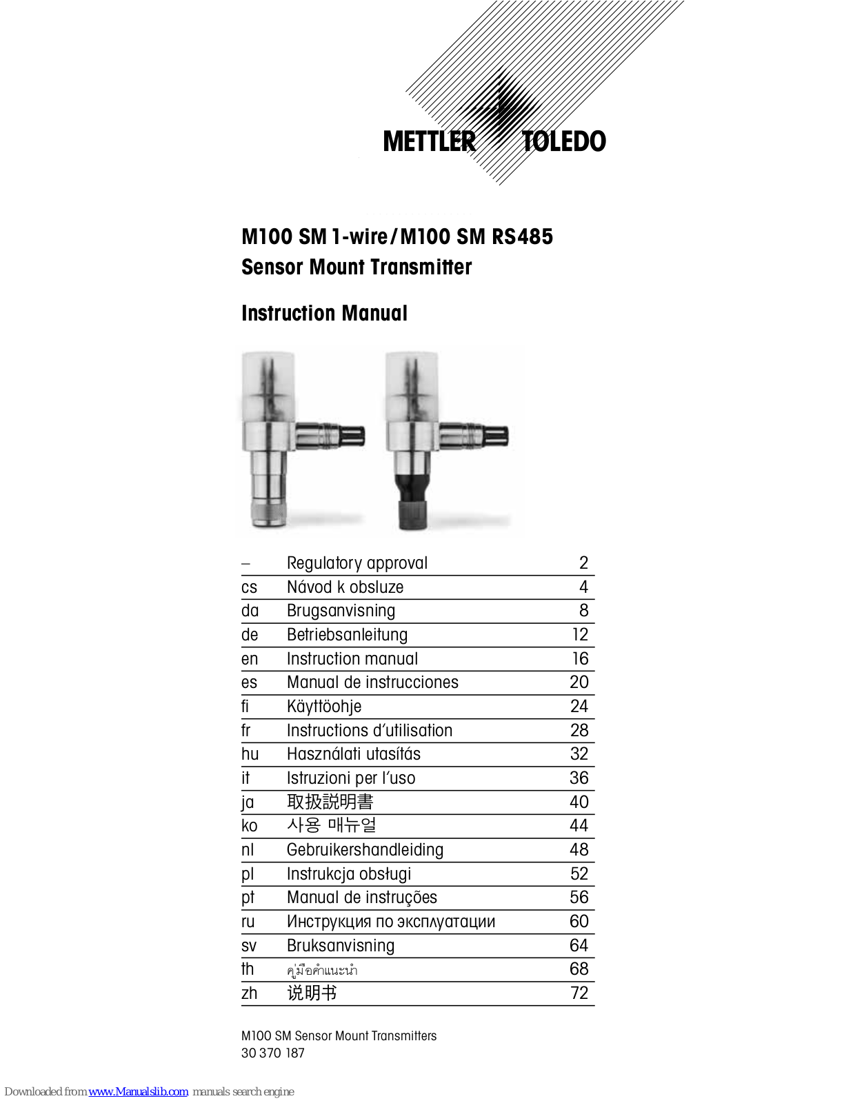 Mettler Toledo M100 SM1-wire, M100 SM RS485 Instruction Manual