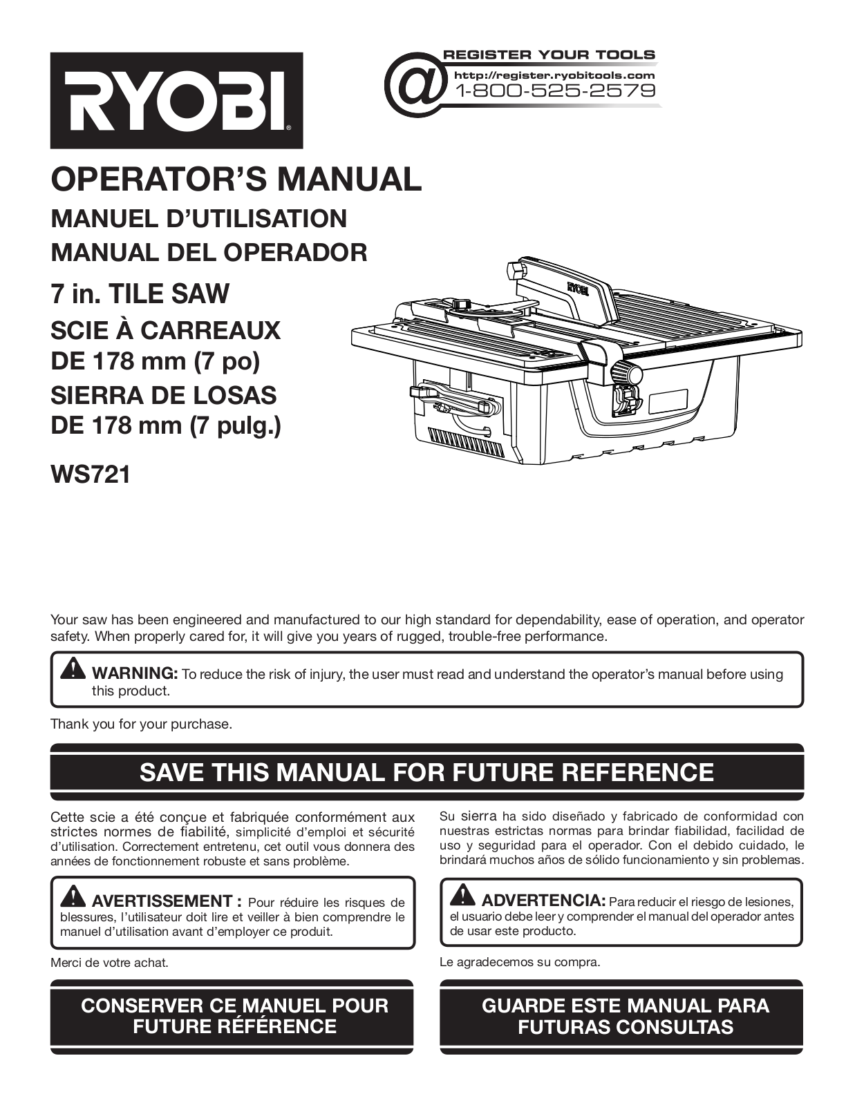 Ryobi WS721 User Manual