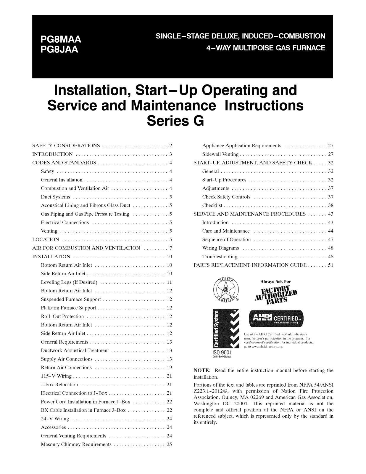 Payne PG8MAA048070, PG8MAA066110, PG8MAA066110AAJA, PG8MAA048070AAJA, PG8MAA048090AAJA Installation Guide - ManualMachine.com