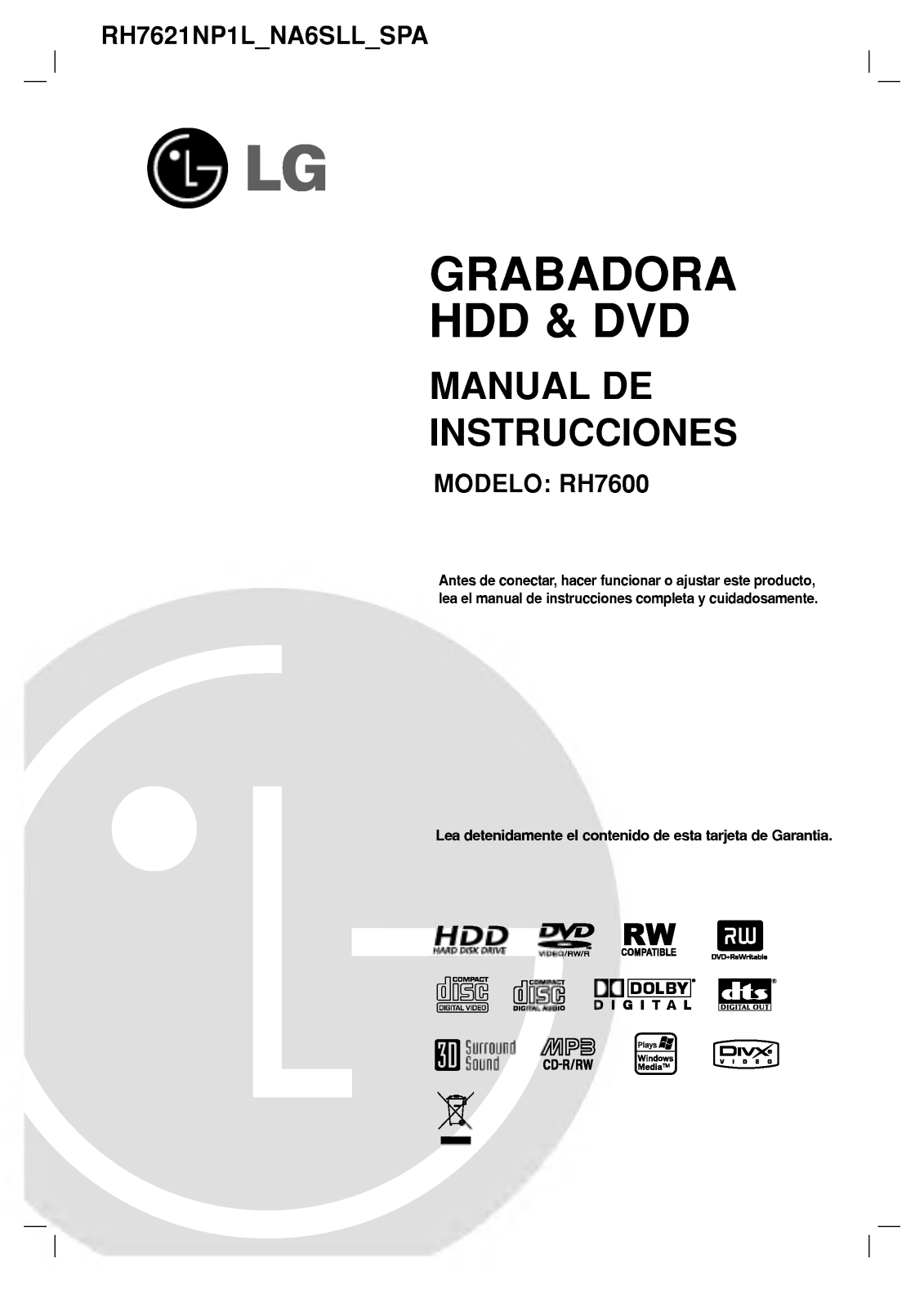 LG RH7621NP1L User Manual