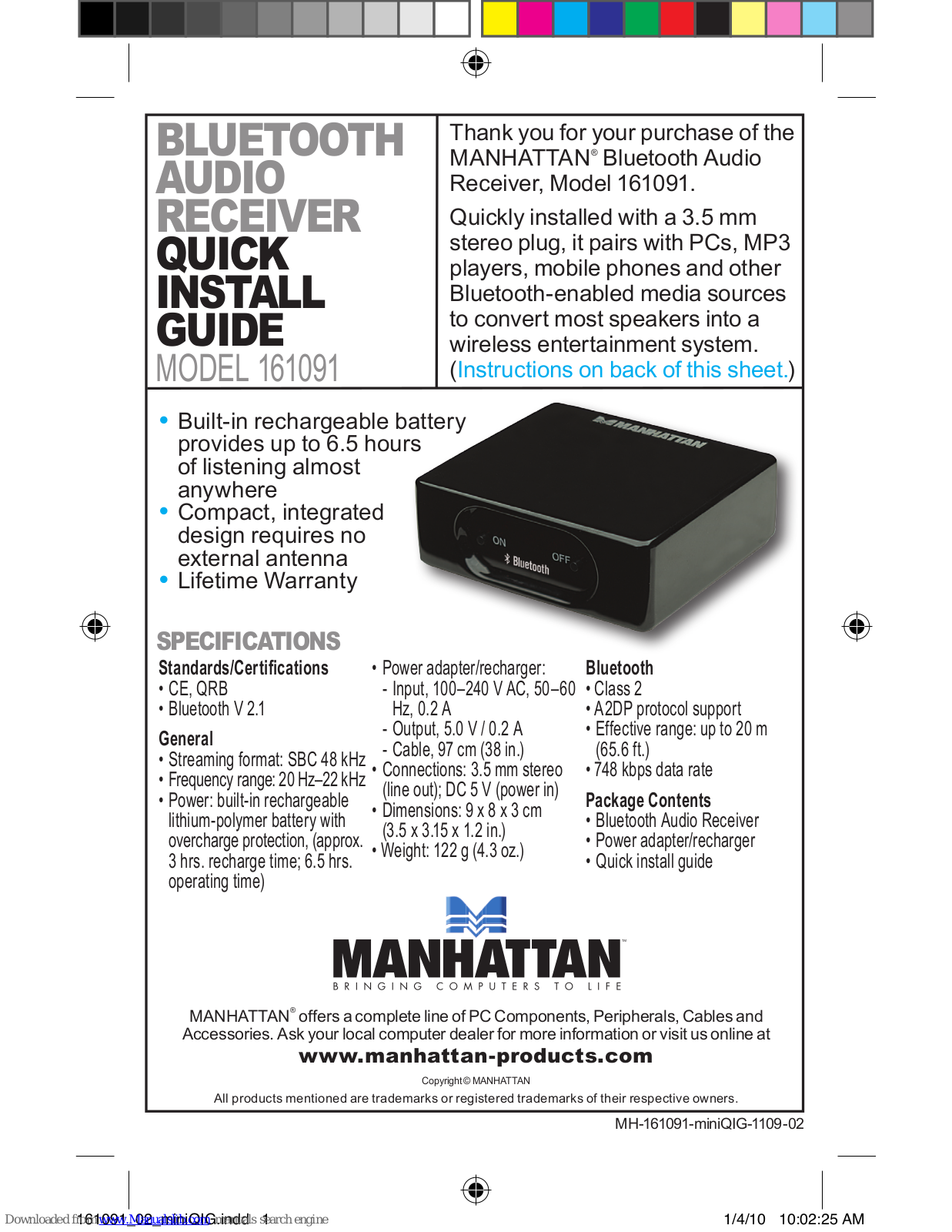Manhattan 161091 Quick Install Manual - ManualMachine.com