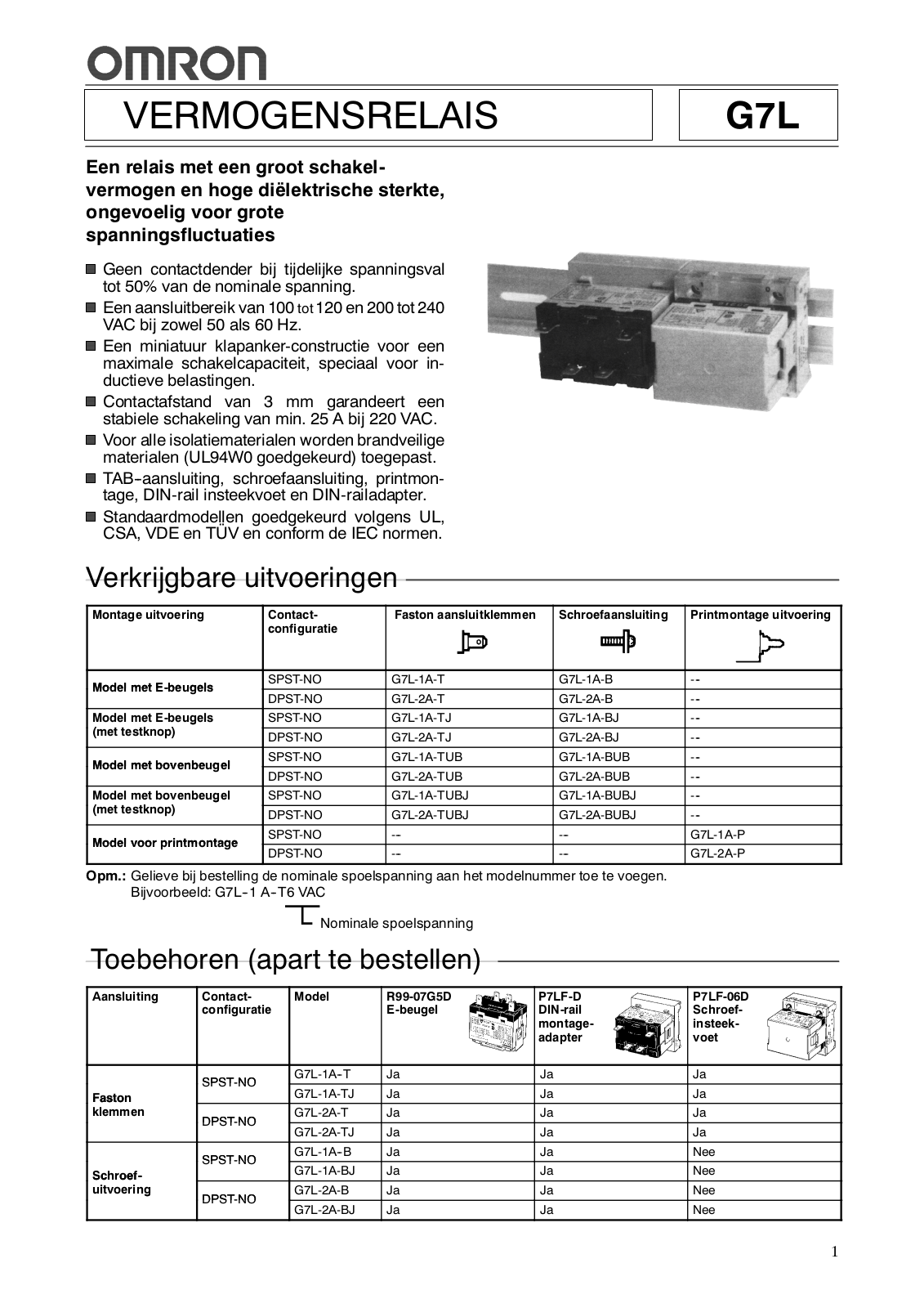 Omron G7L DATASHEET