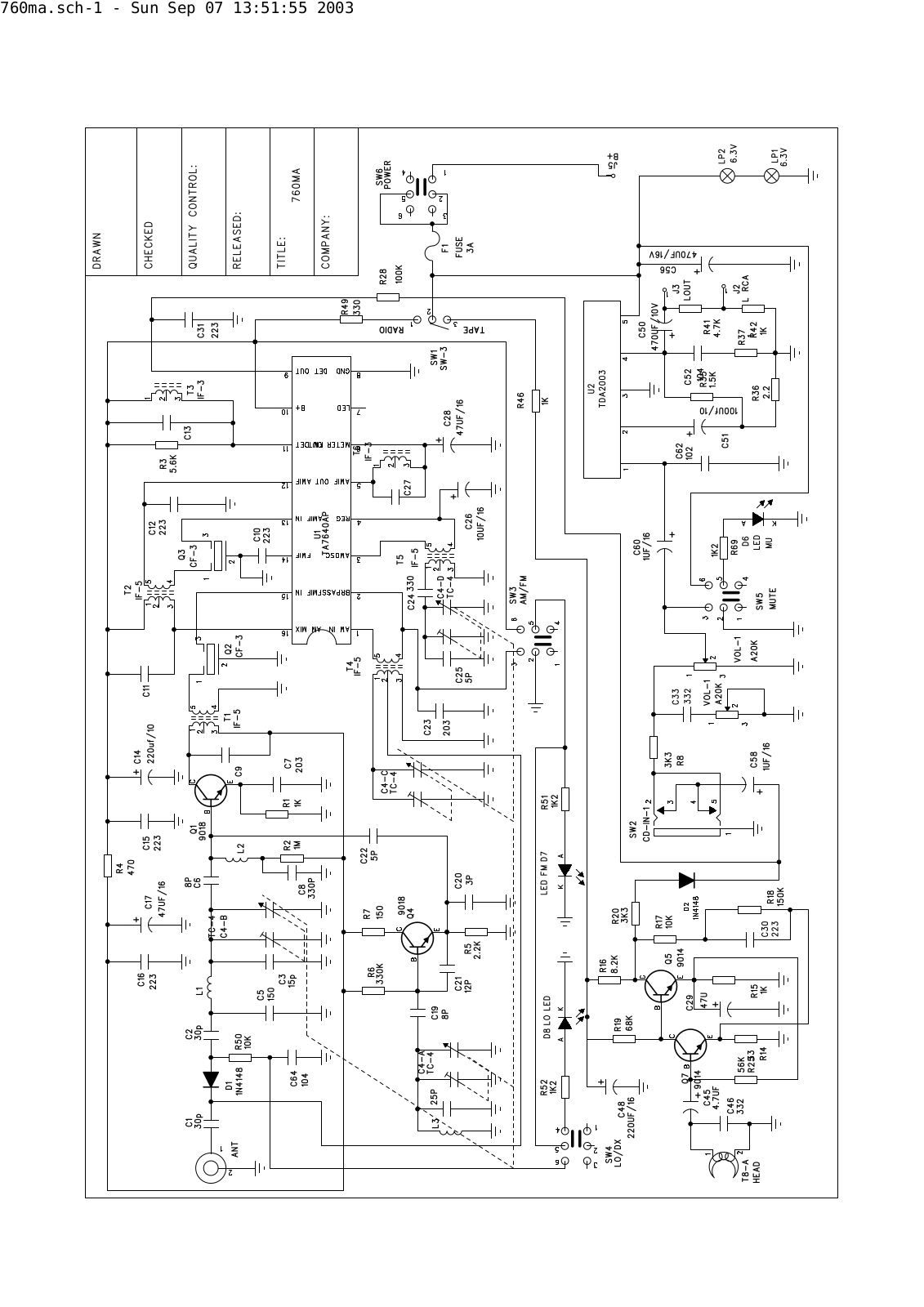 Vitek 760MA Schematic