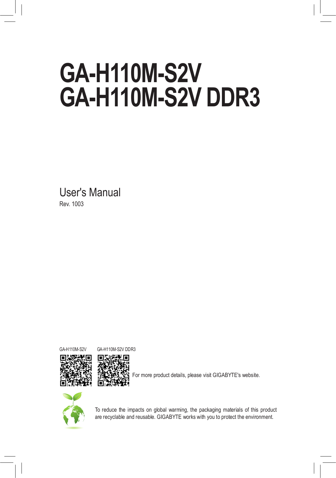 Gigabyte GA-H110M-S2V operation manual