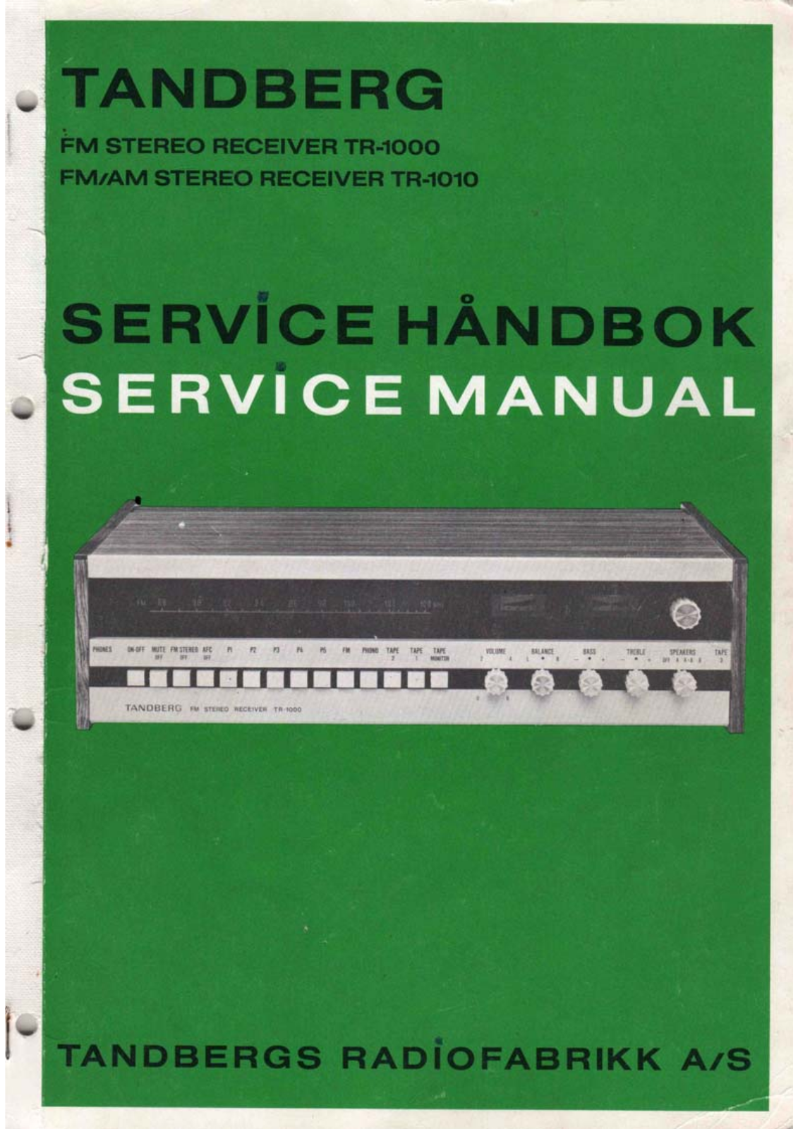 Tandberg TR-1000, TR-1010 Service manual