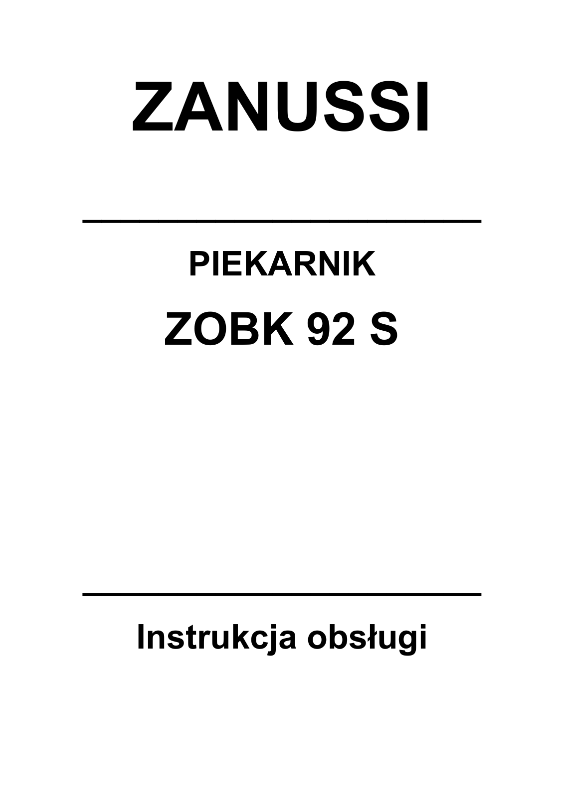 Zanussi ZOBK92SX User Manual