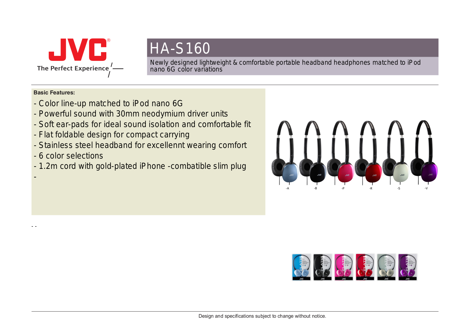 JVC HA-S160B User Manual