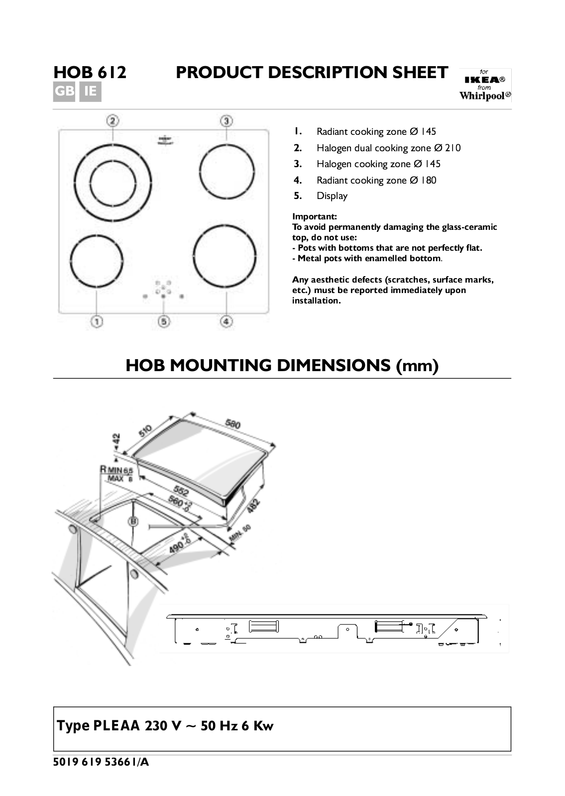 Whirlpool HOB 612 AL N, HOB 612 S N INSTRUCTION FOR USE