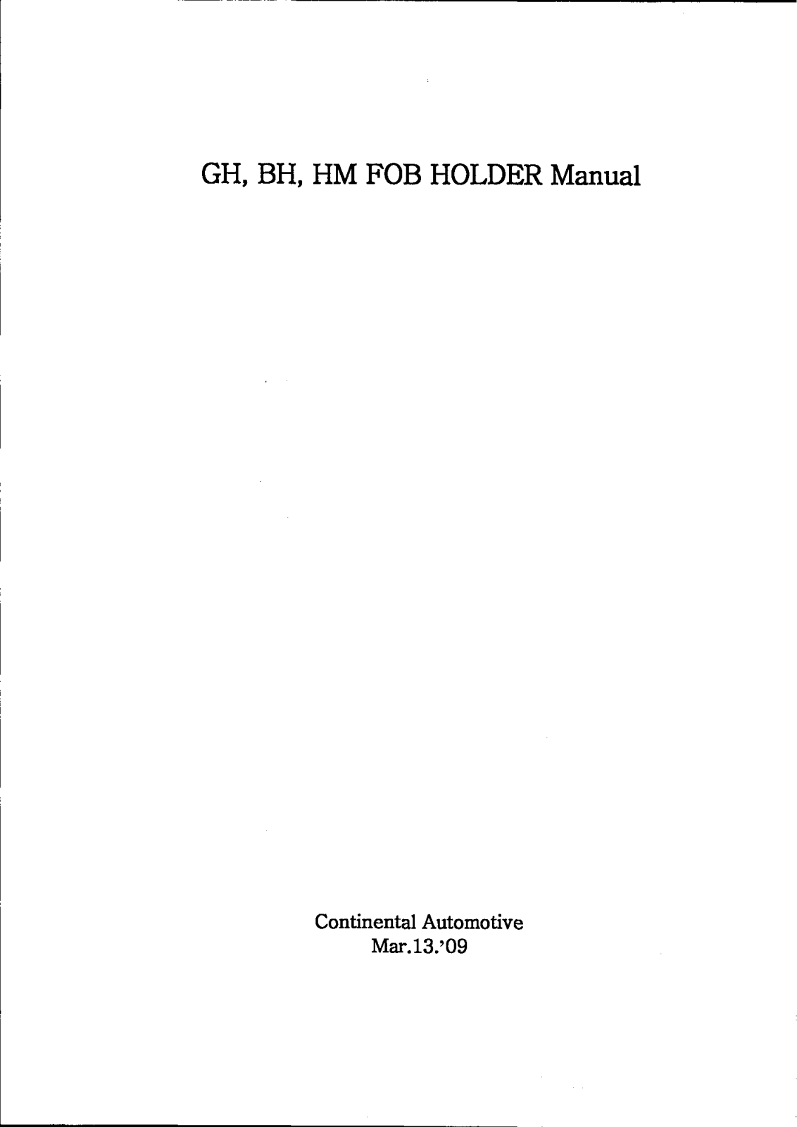 Continental GHFH01, BHFH01, HMFH01 User Manual