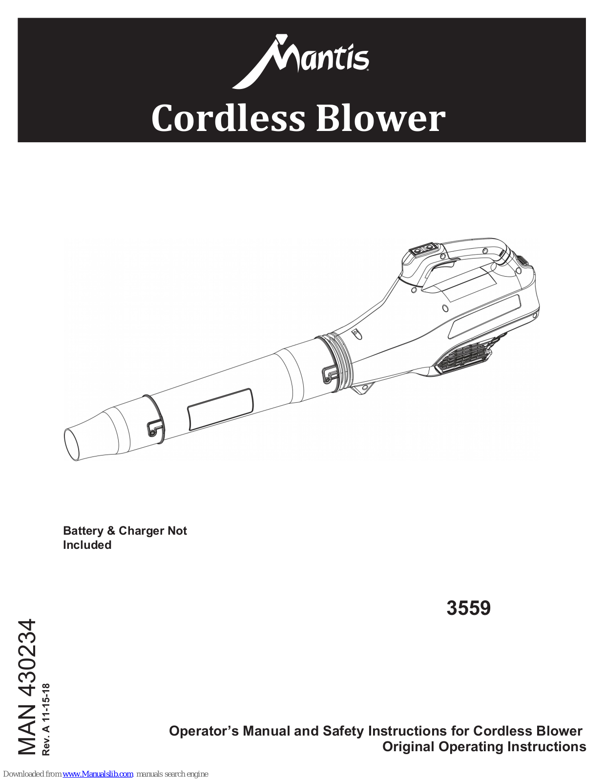 Mantis 3559, 3560 Operator's Manual