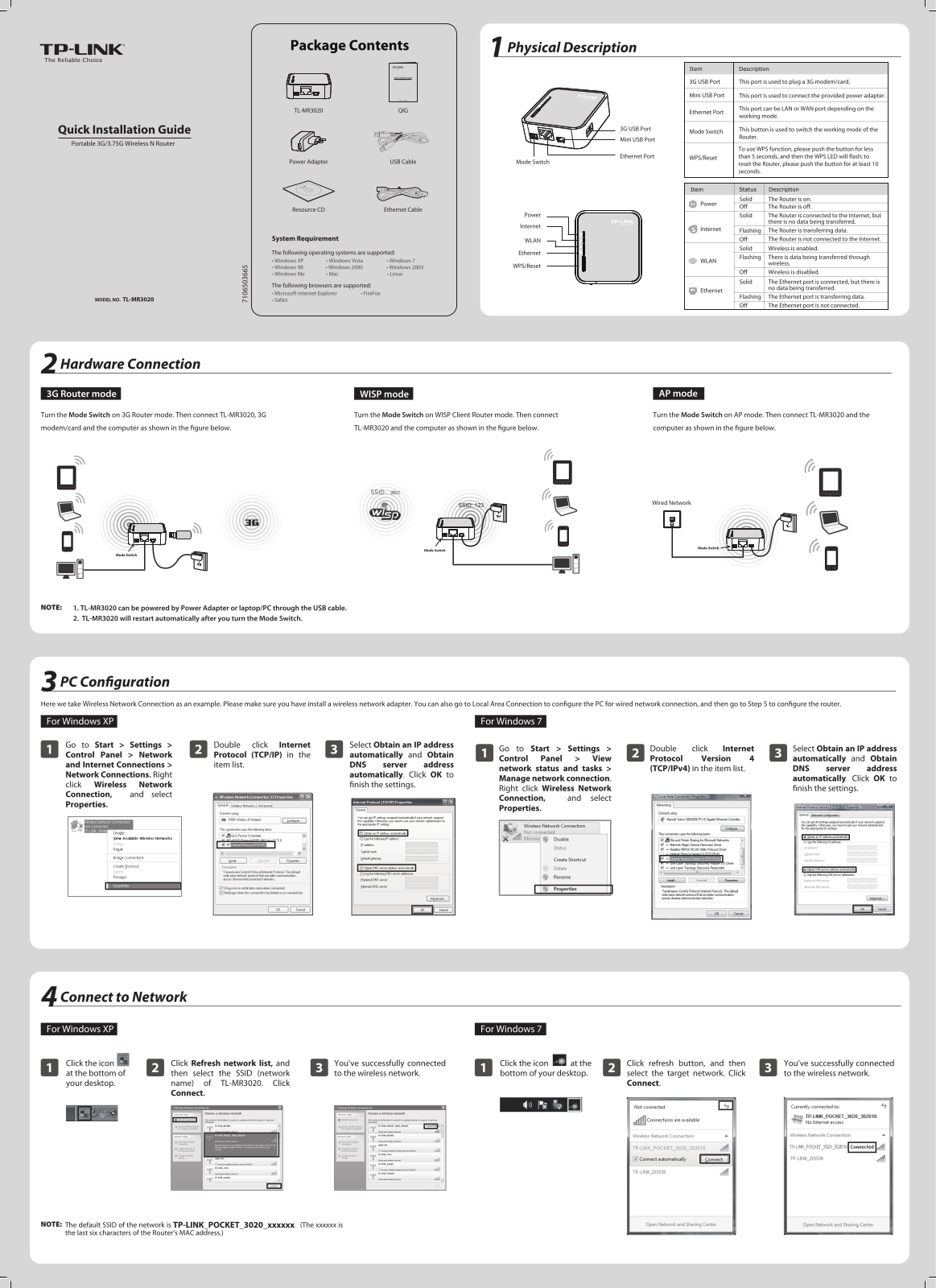 TP-LINK TL-MR3020 User guide