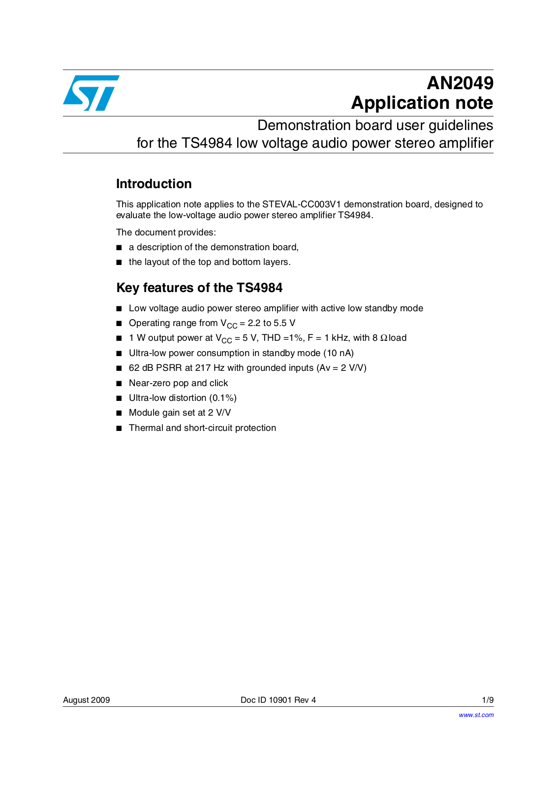 ST AN2049 APPLICATION NOTE