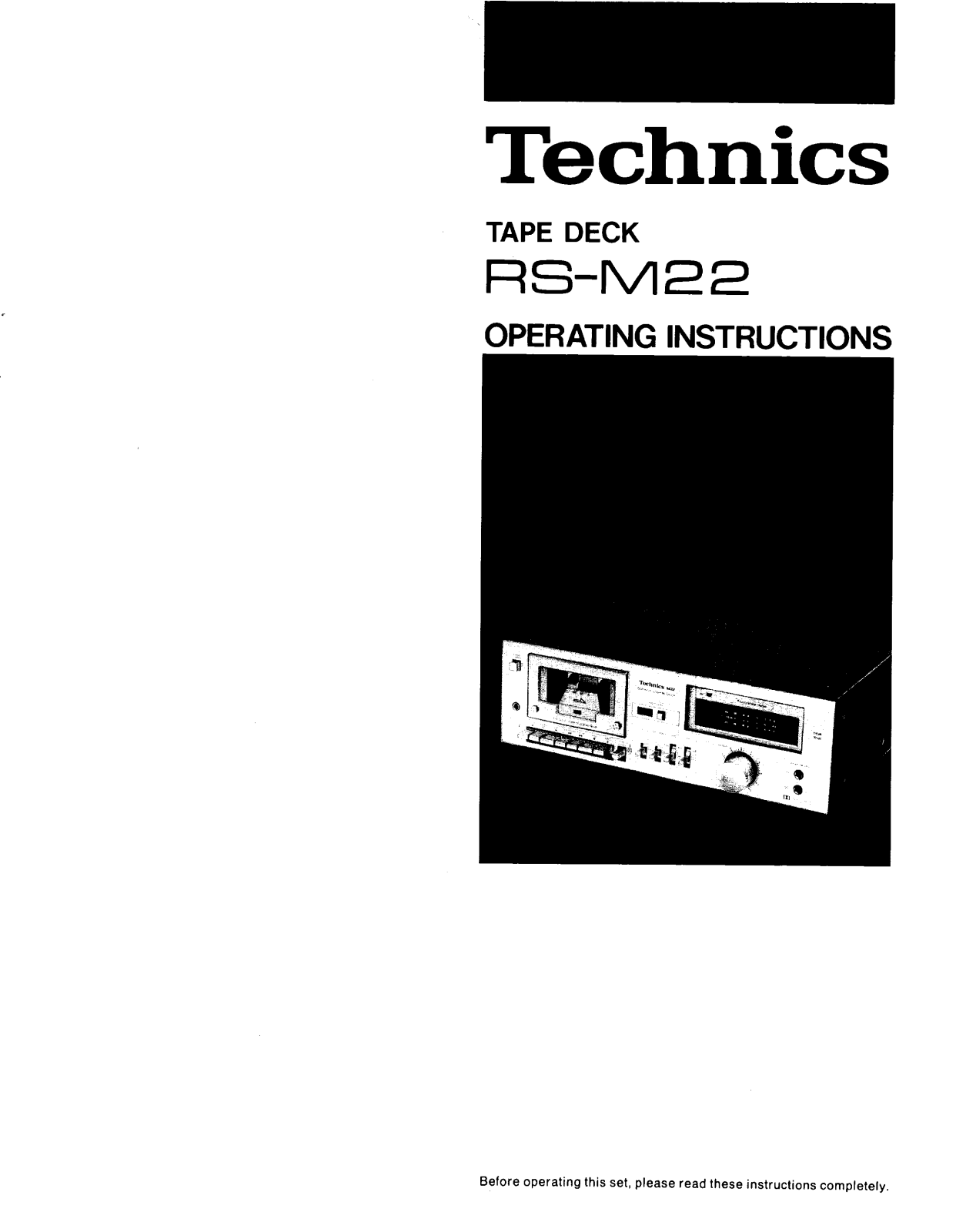 Panasonic RS-M22 Operating Instructions