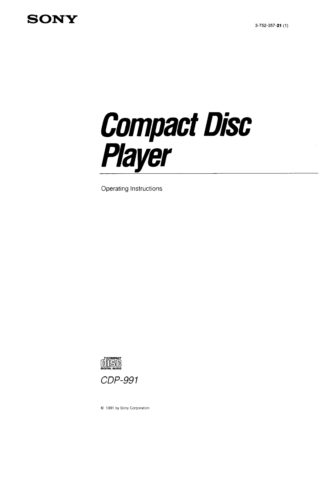 Sony CDP-991 User Manual