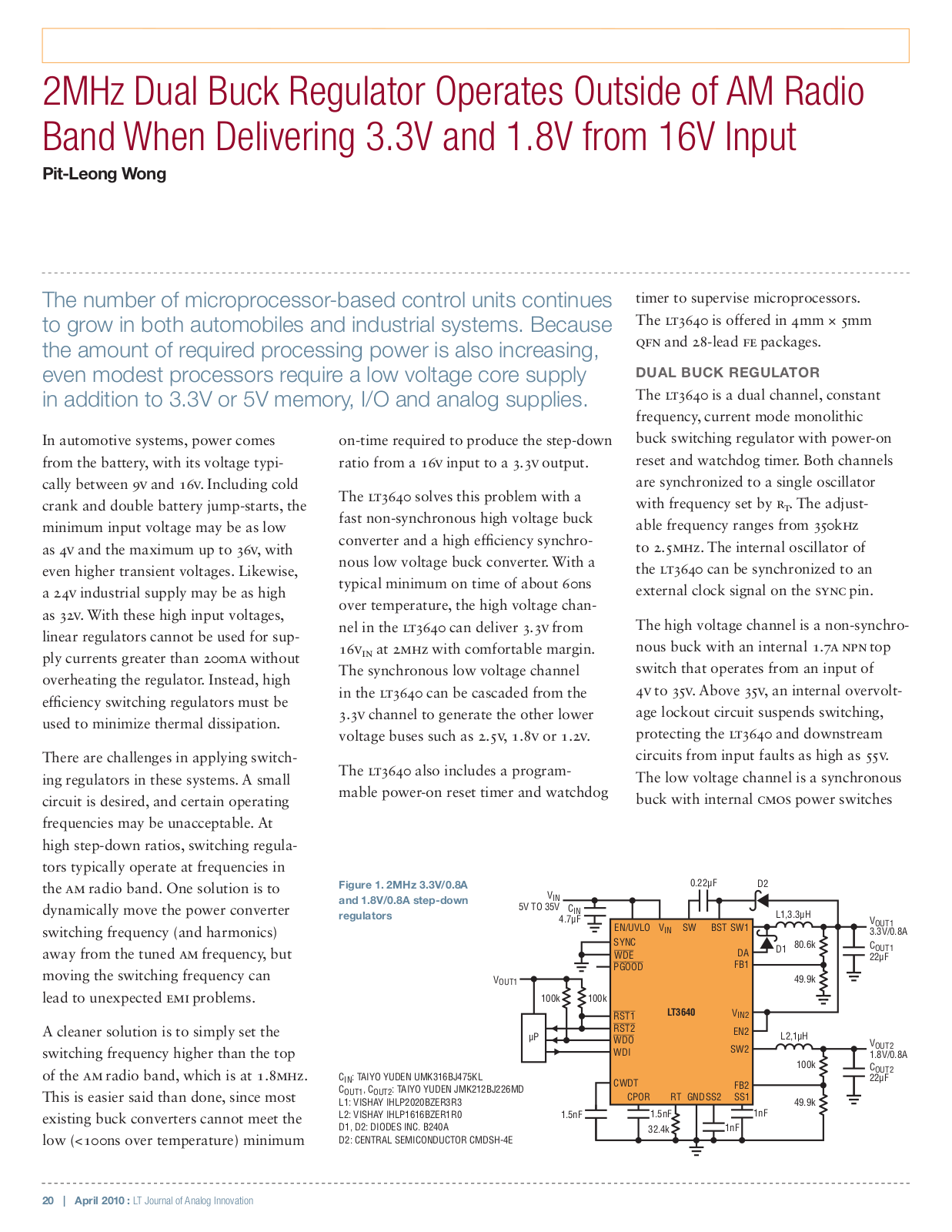 LINEAR TECHNOLOGY LT3640 Technical data