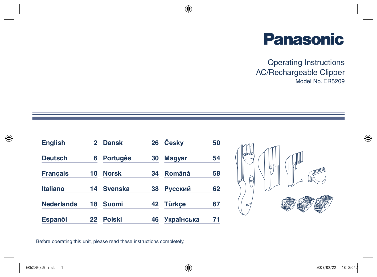 Panasonic ER5209 User Manual