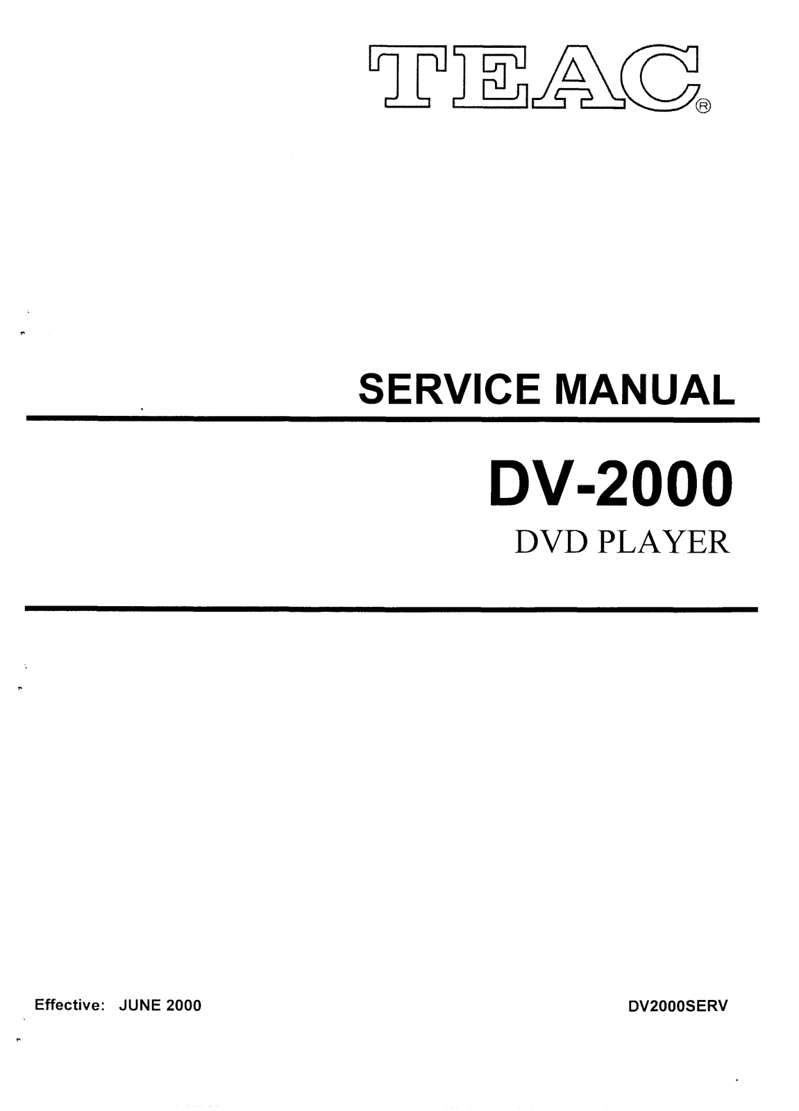 TEAC DV-2000 Service manual