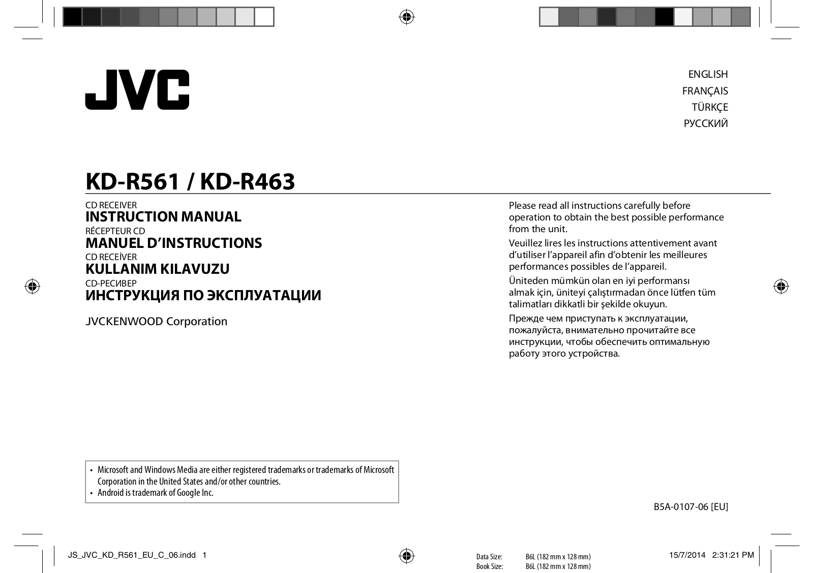 JVC KD-R463 User manual