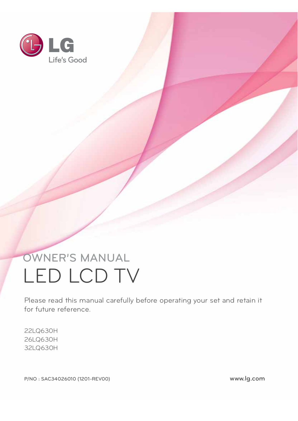 LG Electronics USA 26LQ630HUA Users Manual