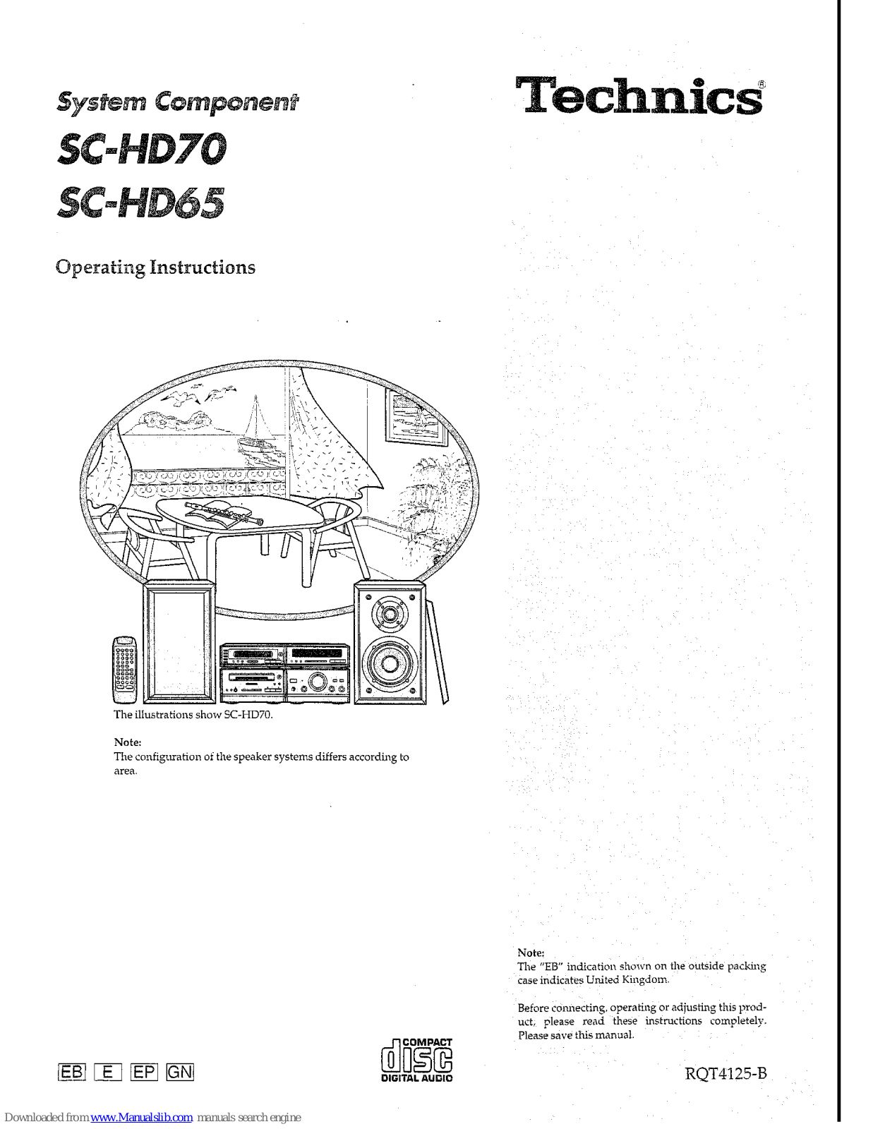 Technics SC-HD60, SC-HD70, ST-HD70, SE-HD70, SE-HD65 Operating Instructions Manual