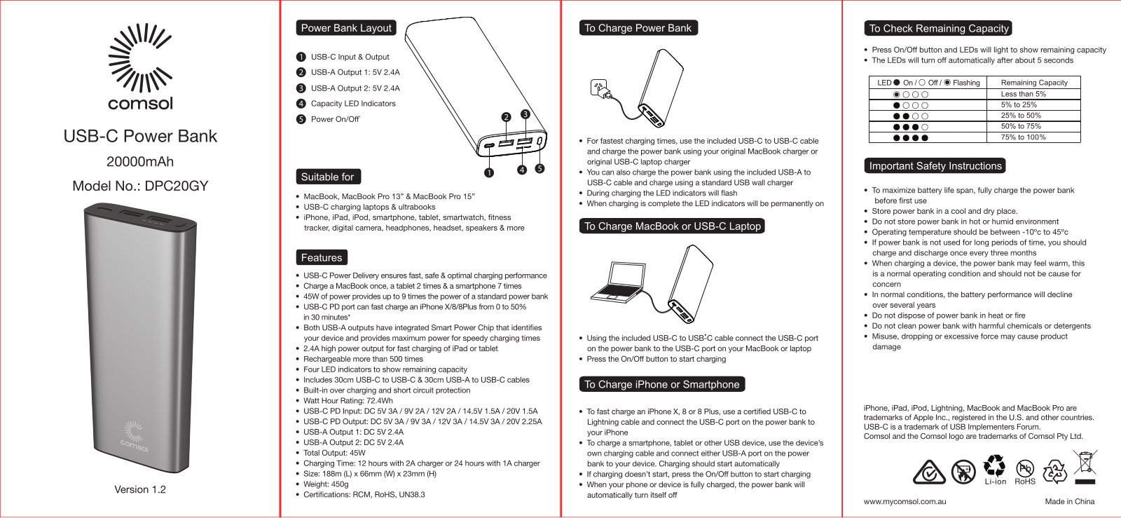 Comsol DPC20GY User manual