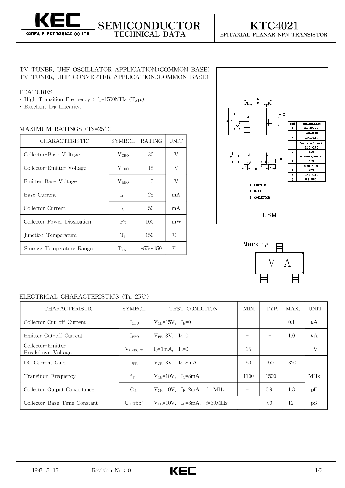 KEC KTC4021 Datasheet