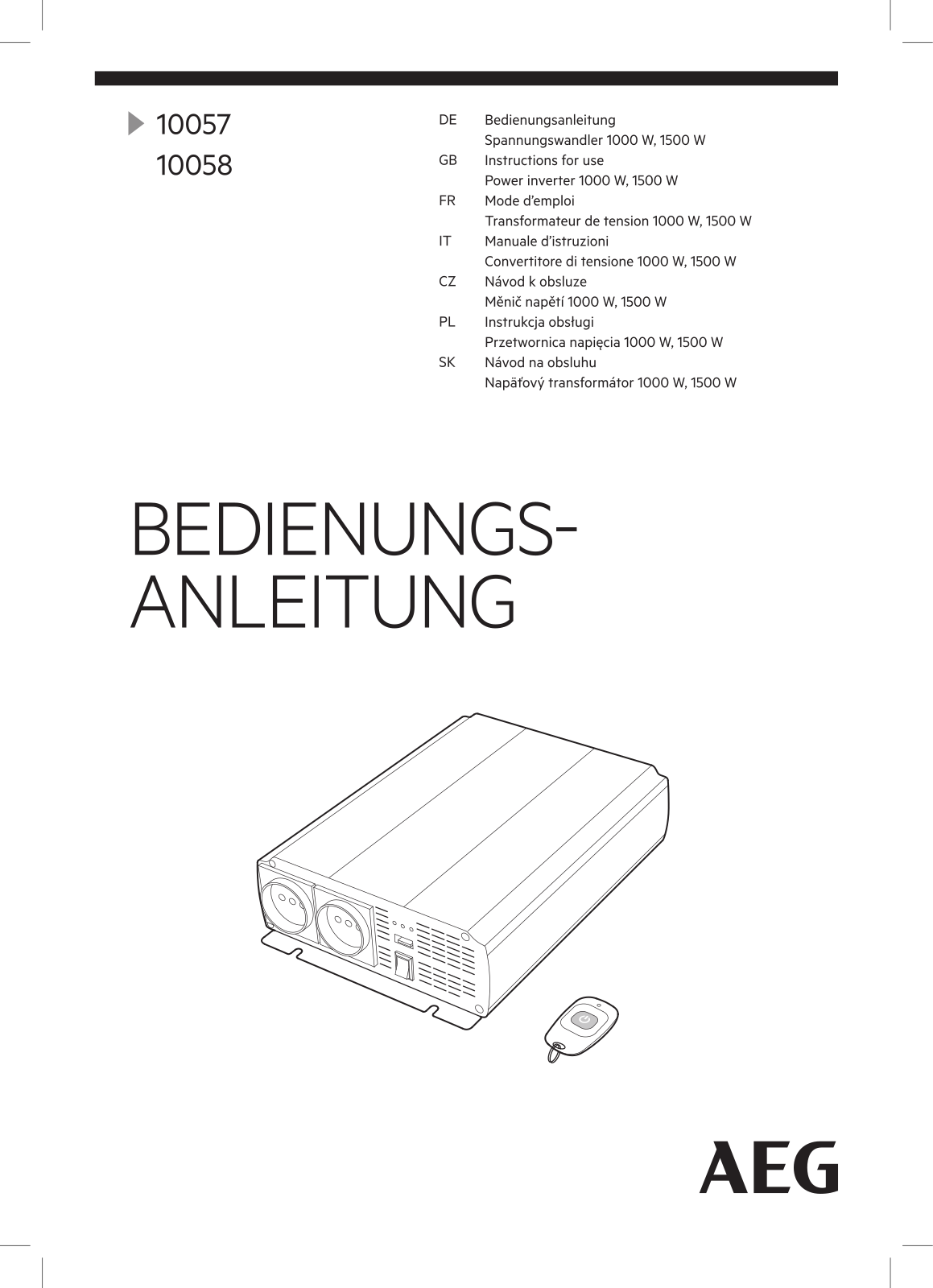 AEG 10057, 10058 User Manual