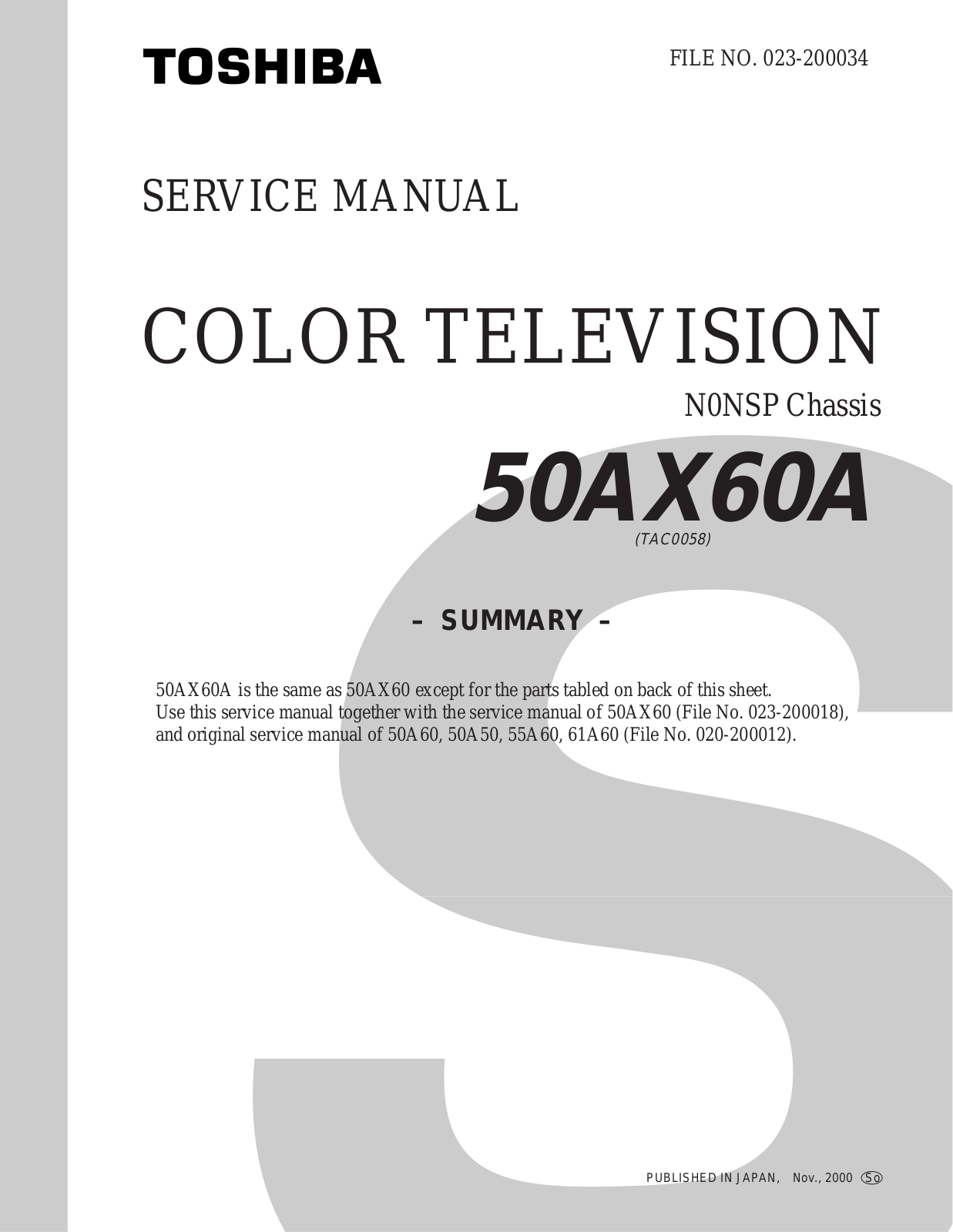 Toshiba 50AX60A Schematic