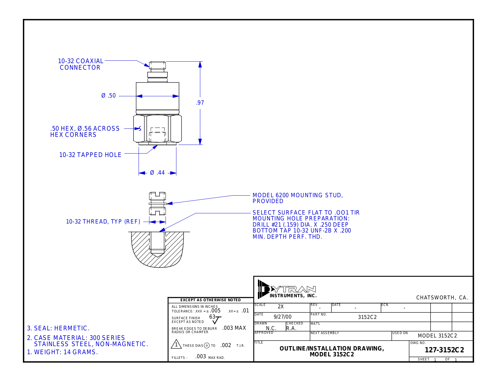 DYTRAN 3152C2 DATA SHEET