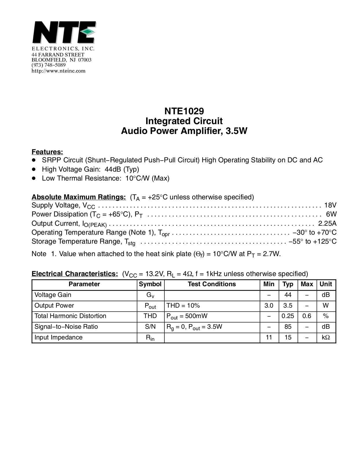 Datasheet ECG1029 Specification - ManualMachine.com