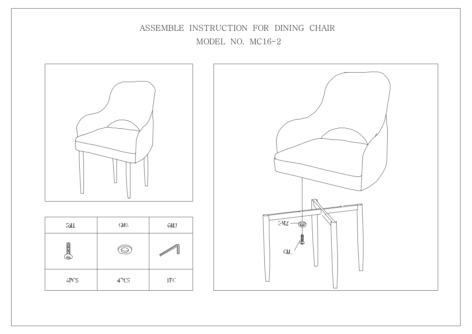 Stool Group MC16-2 ASSEMBLY INSTRUCTIONS