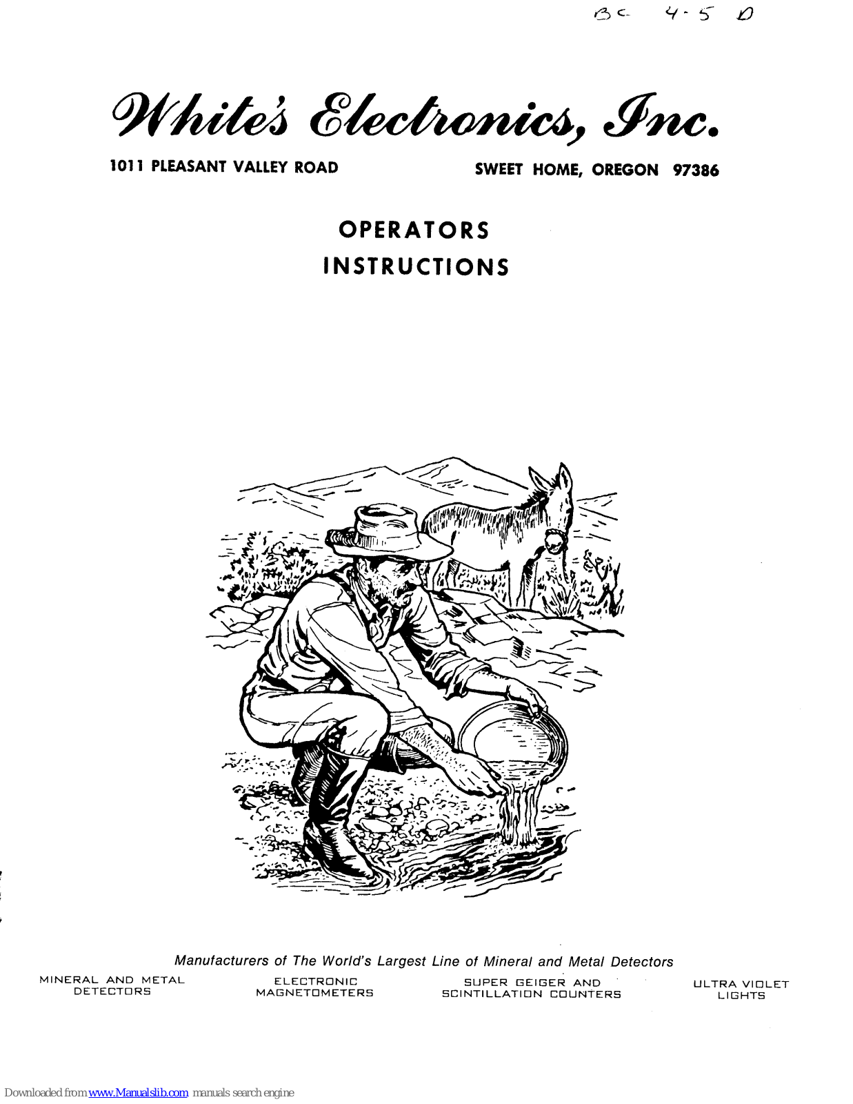 White’s Electronics Beachcomber Operator Instructions Manual