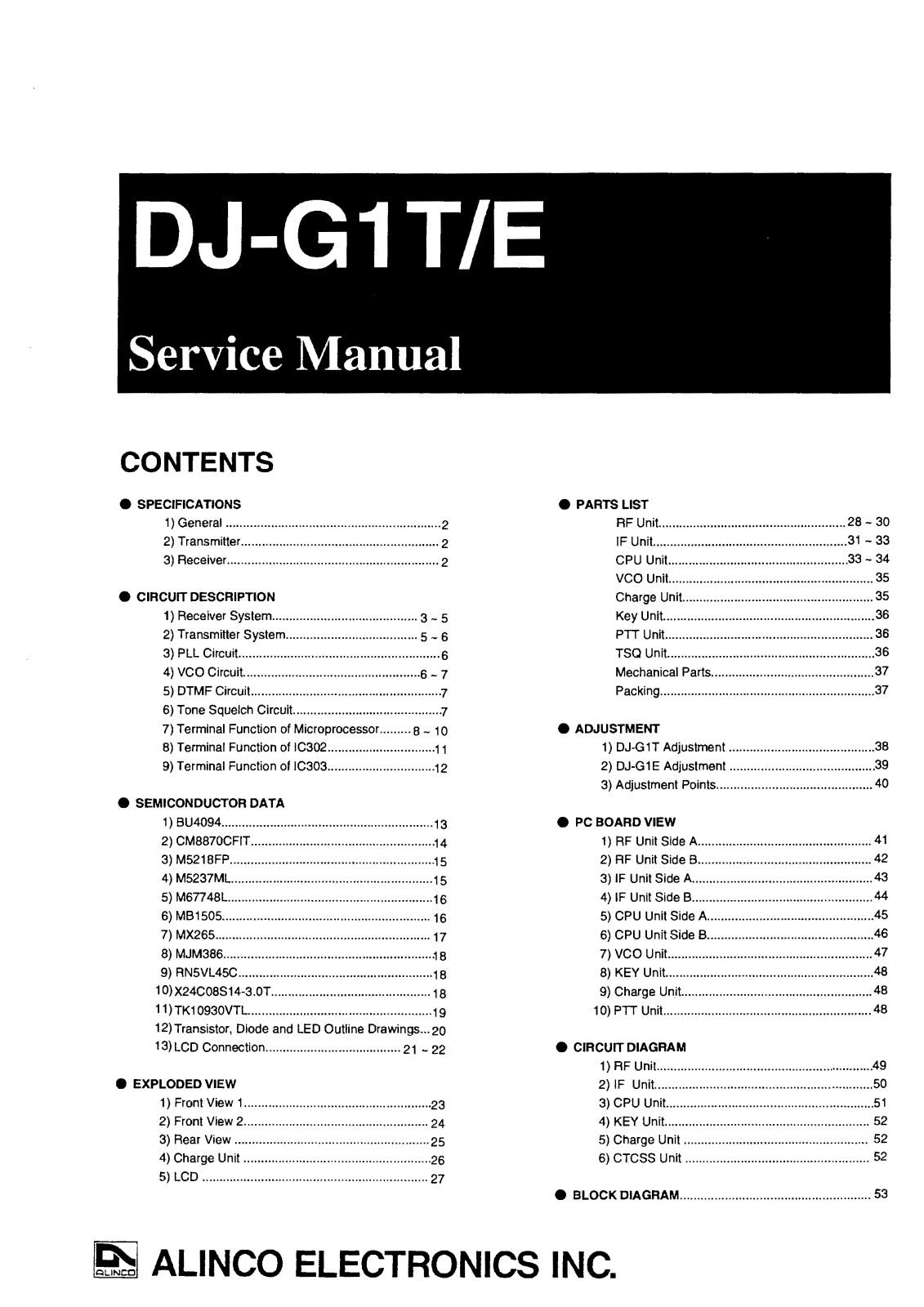 Alinco djg1T E Service Manual