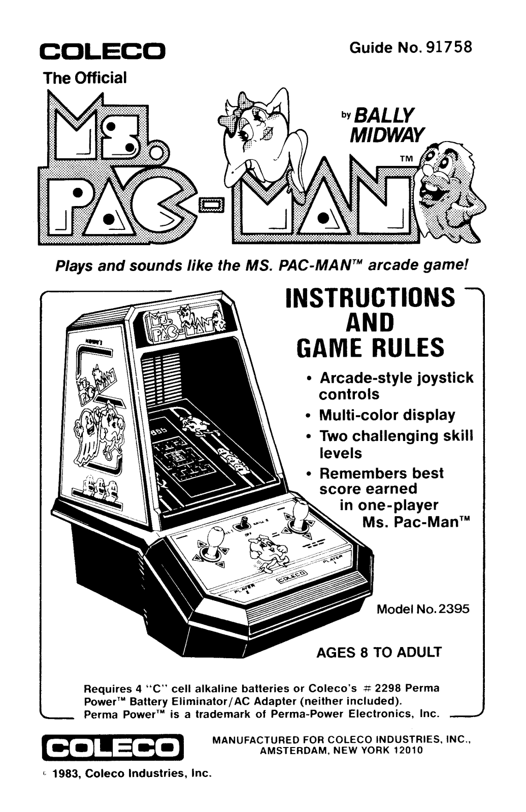 Coleco MsPacman User Guide