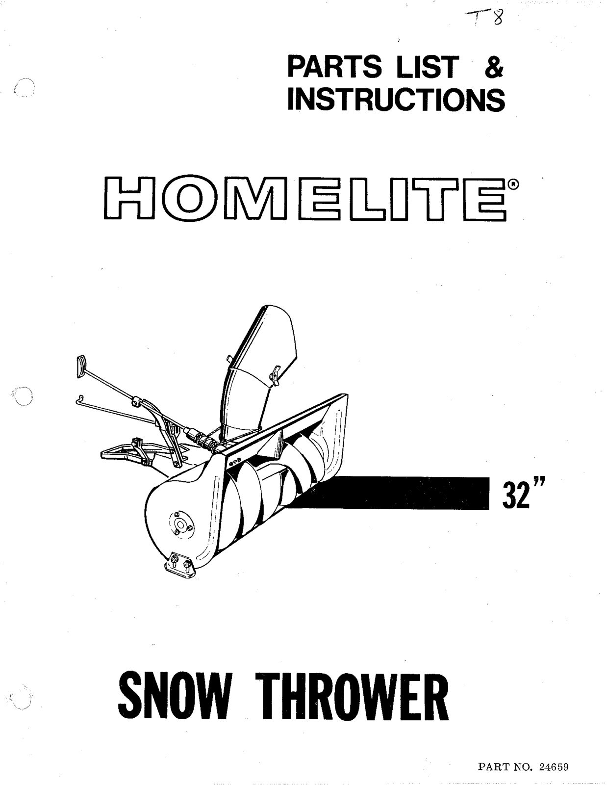 Homelite 32 Snow Thrower User Manual