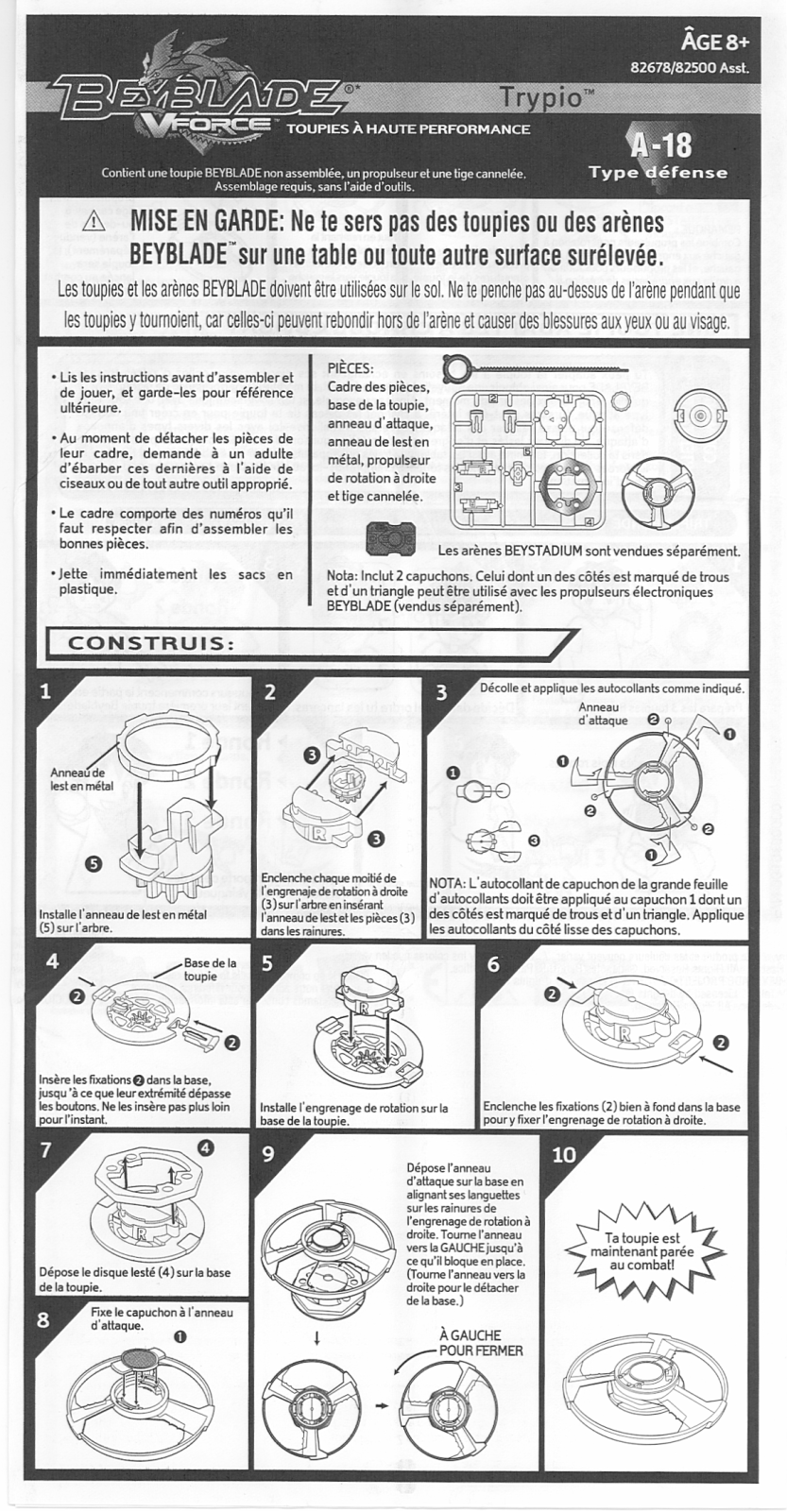 HASBRO Beyblade V Force Trypio User Manual