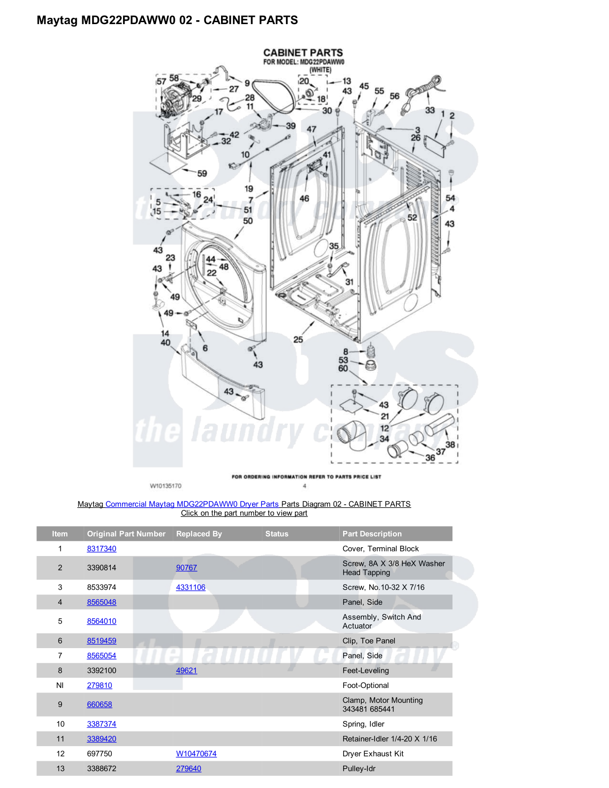 Maytag MDG22PDAWW0 Parts Diagram