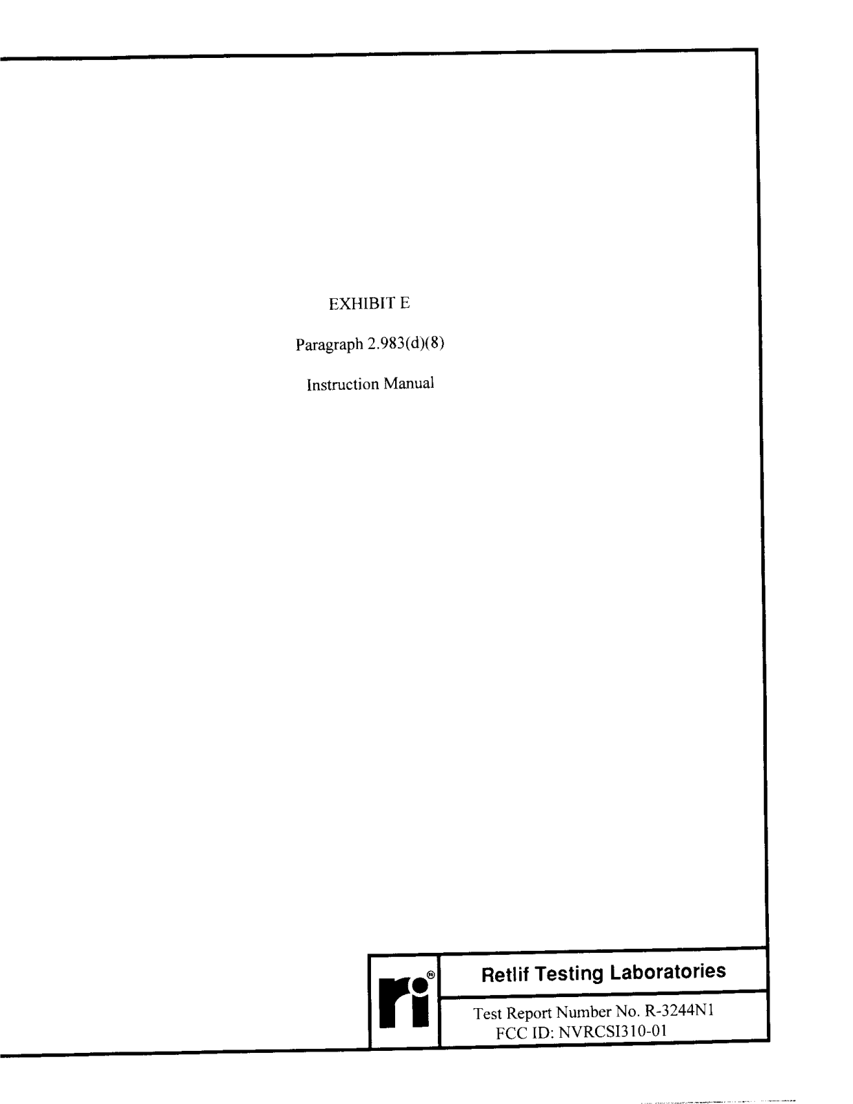 Westell CSI310 01 Users Manual