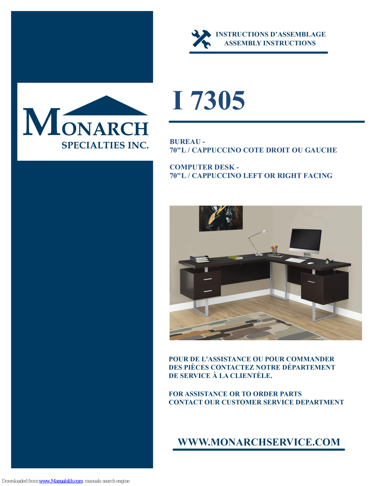 Monarch Specialties I 7305 Assembly Instructions Manual