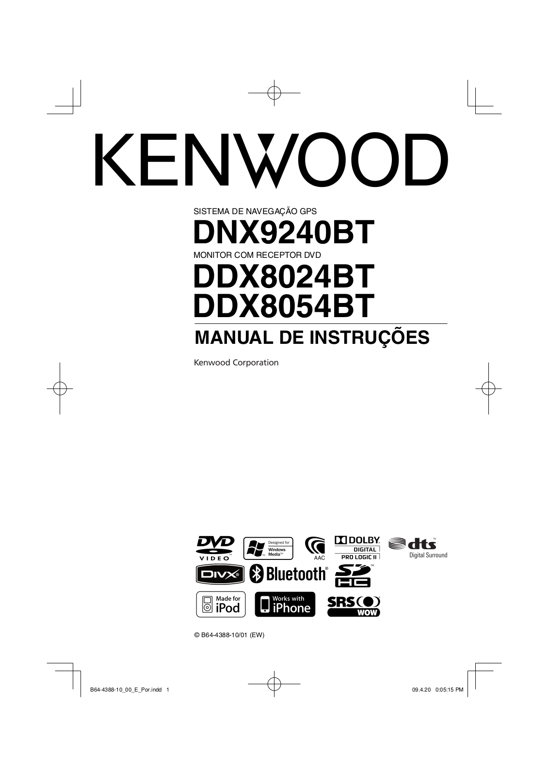 Kenwood DNX9240BT, DDX8024BT, DDX8054BT User Manual