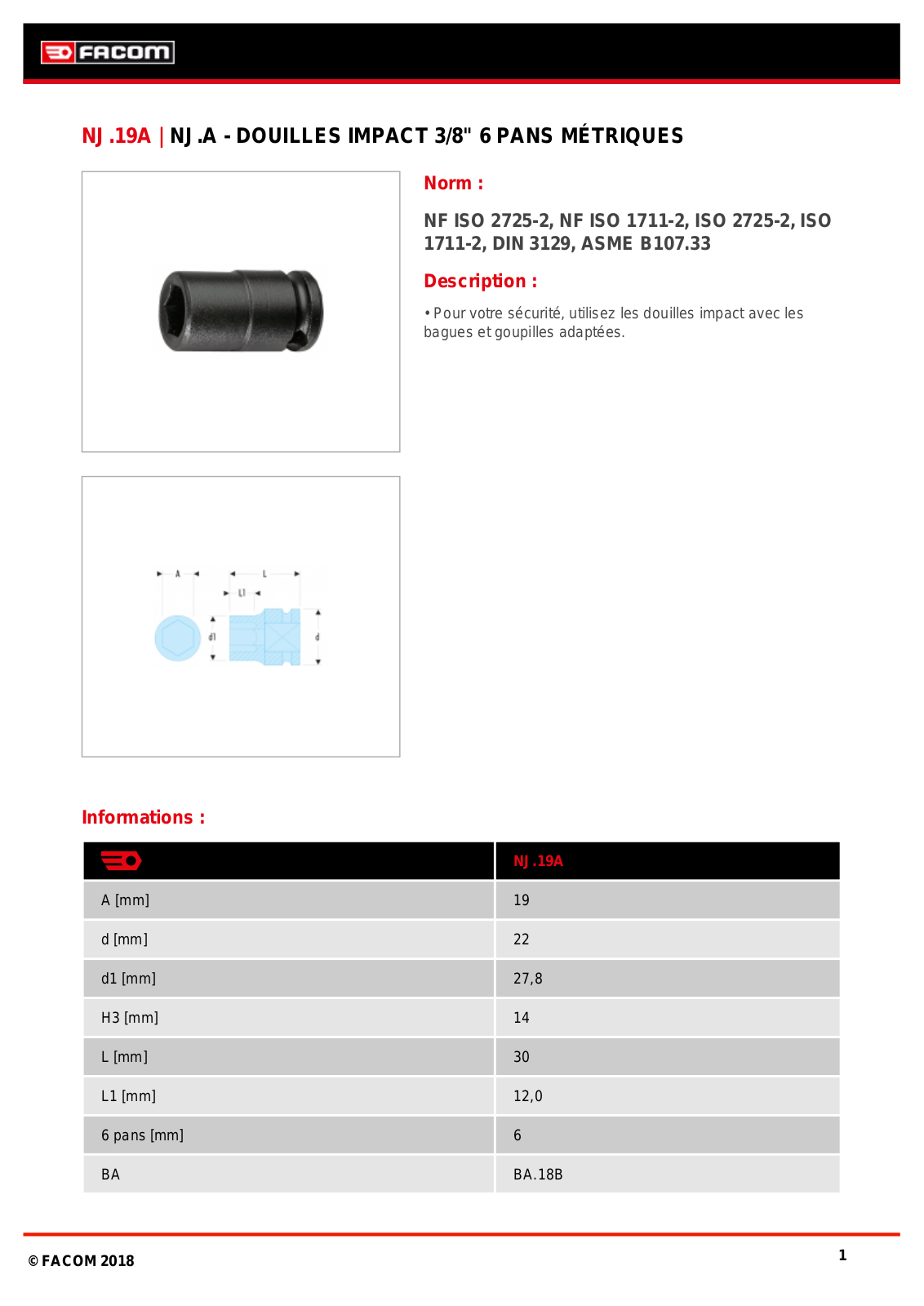 Facom NJ.19A Specification - ManualMachine.com