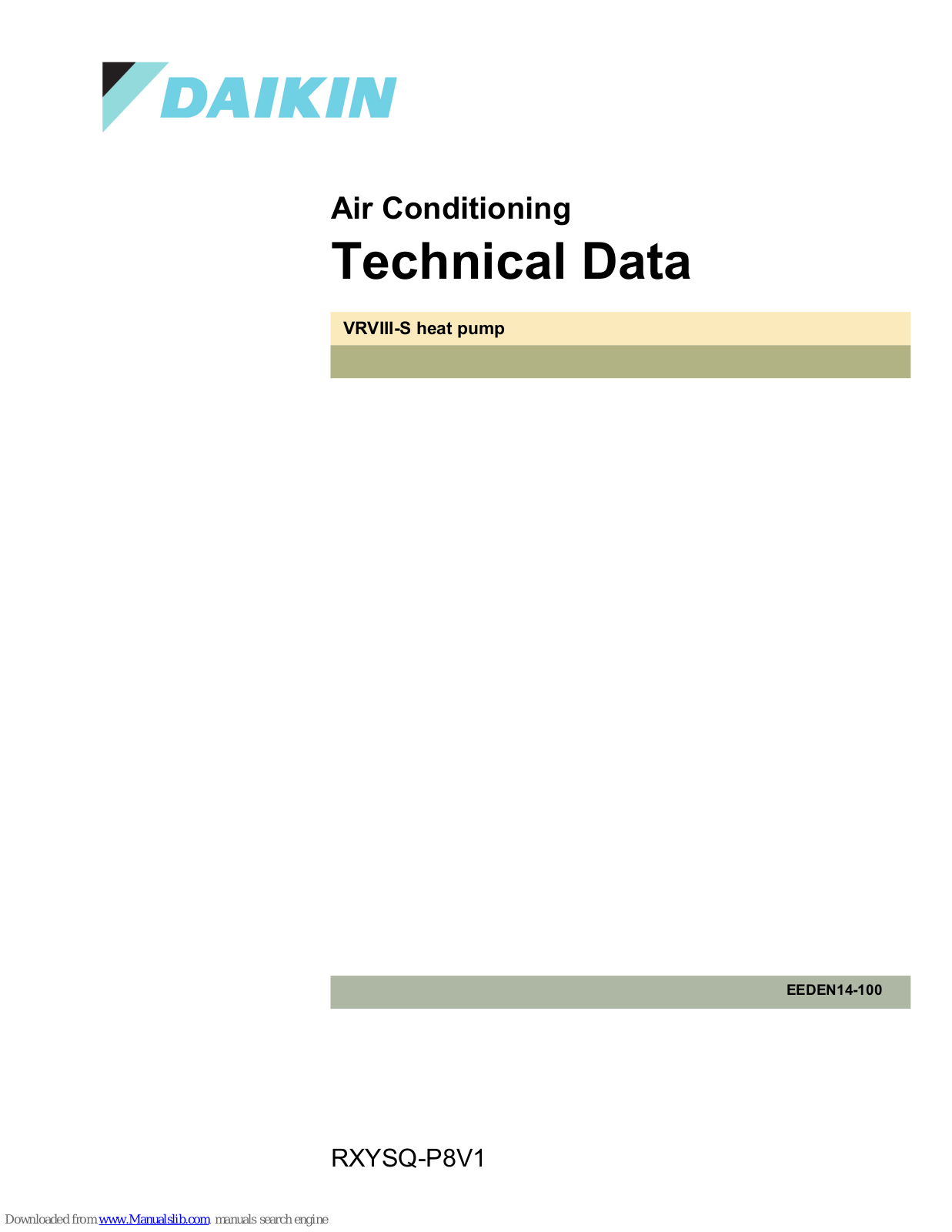 Daikin RXYSQ-P8V1 Technical Data Manual