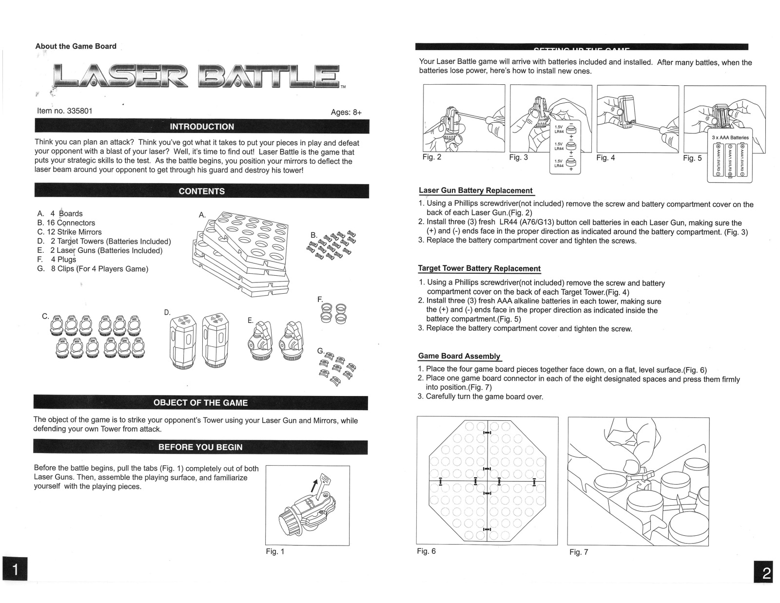 Mga Entertainment LASER BATTLE 1 2 User Manual