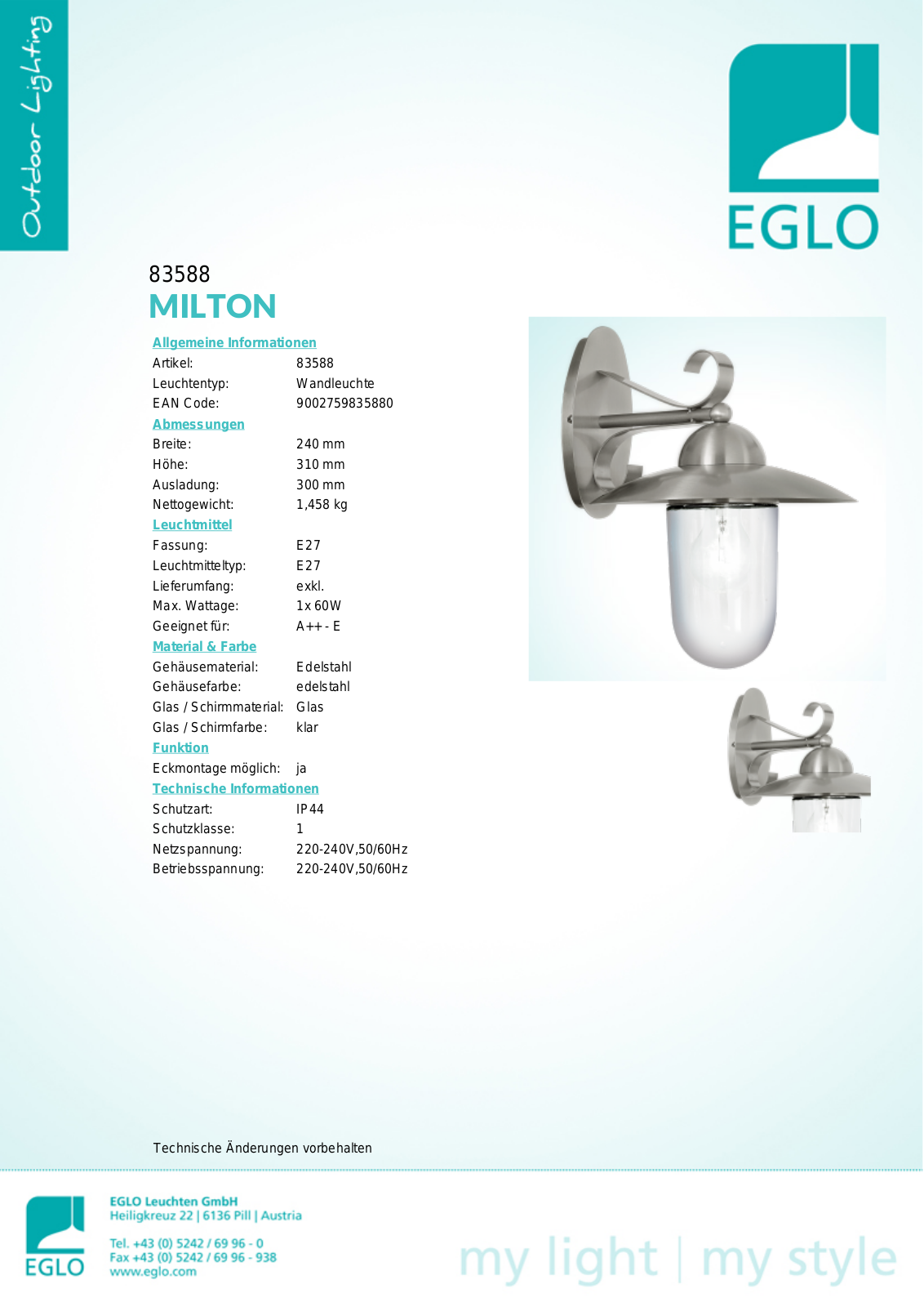 Eglo 83588 Service Manual