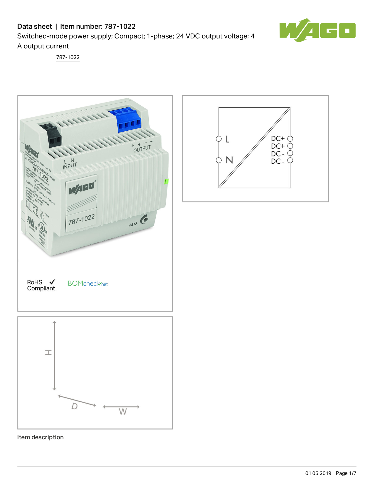 Wago 787-1022 Data Sheet