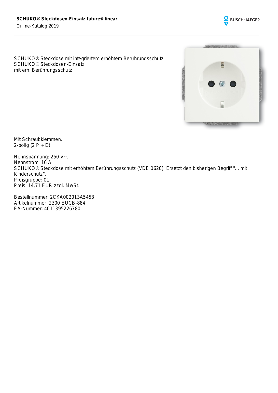 Busch-Jaeger 2300 EUCB-884 User Manual