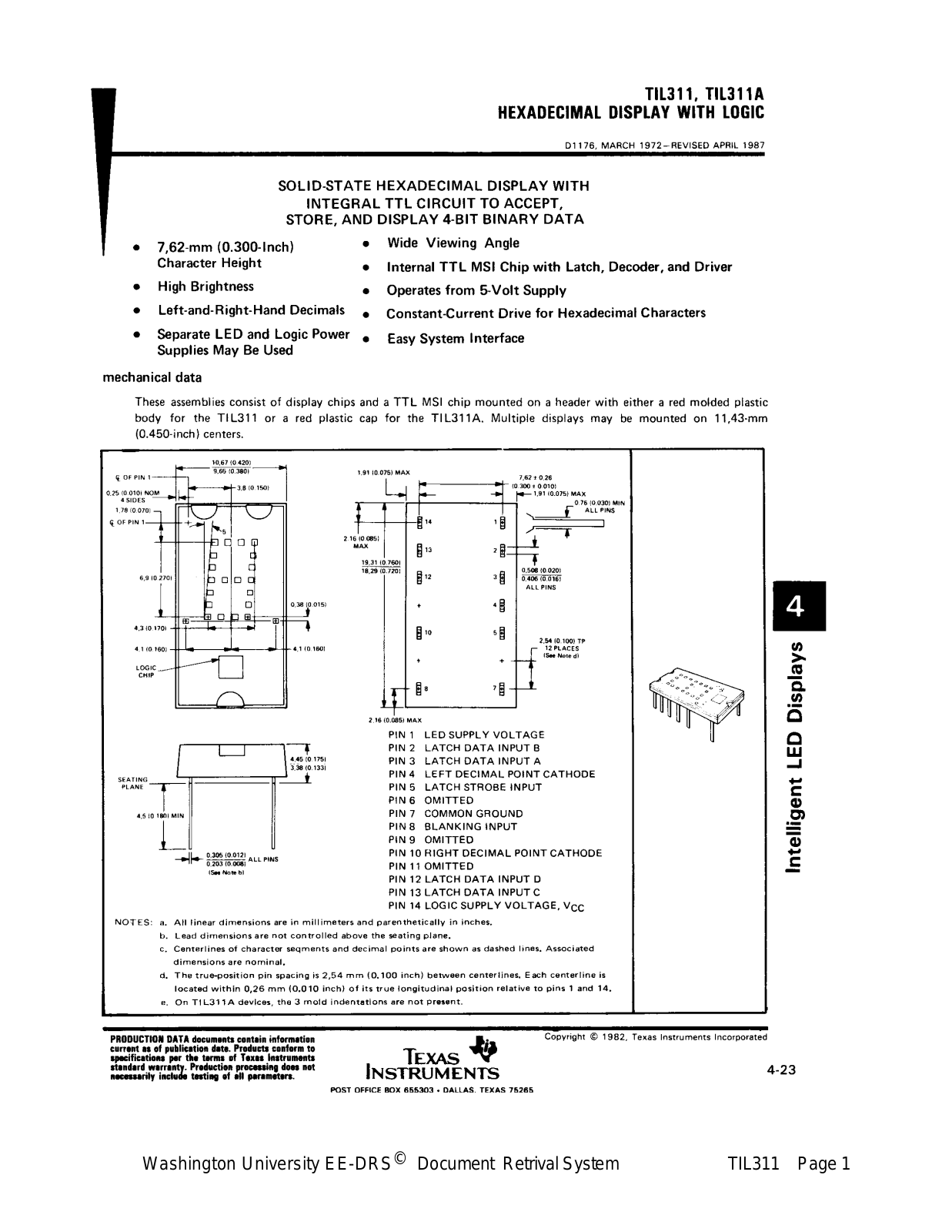 Texas Instruments TIL311A, TIL311 Datasheet