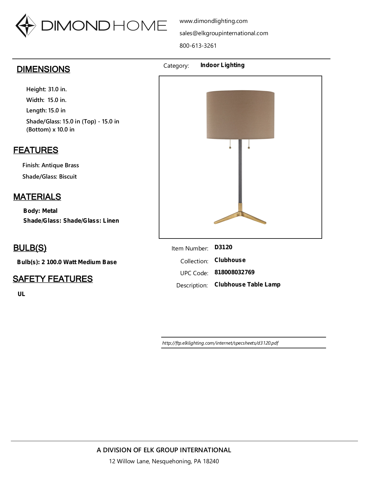 ELK Home D3120 User Manual