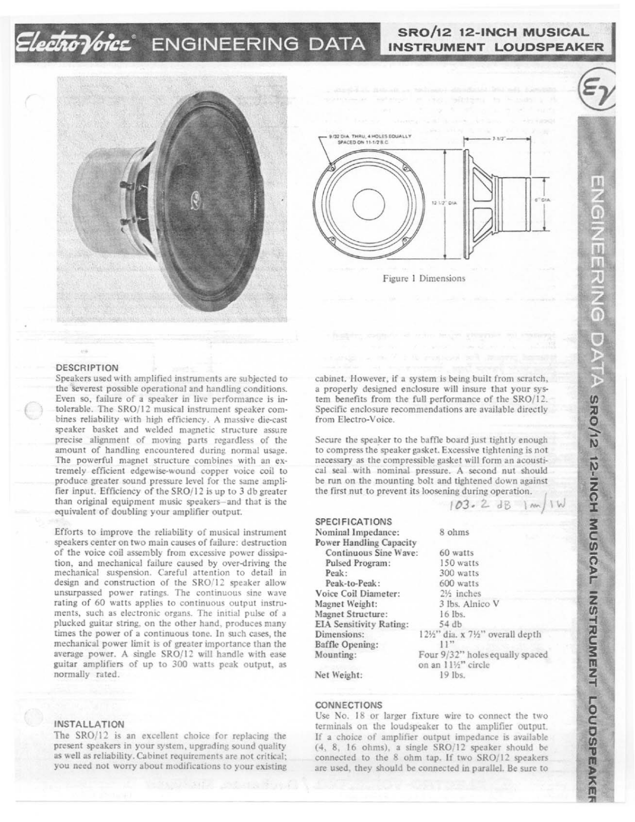 Electro-Voice SRO-12 User Manual