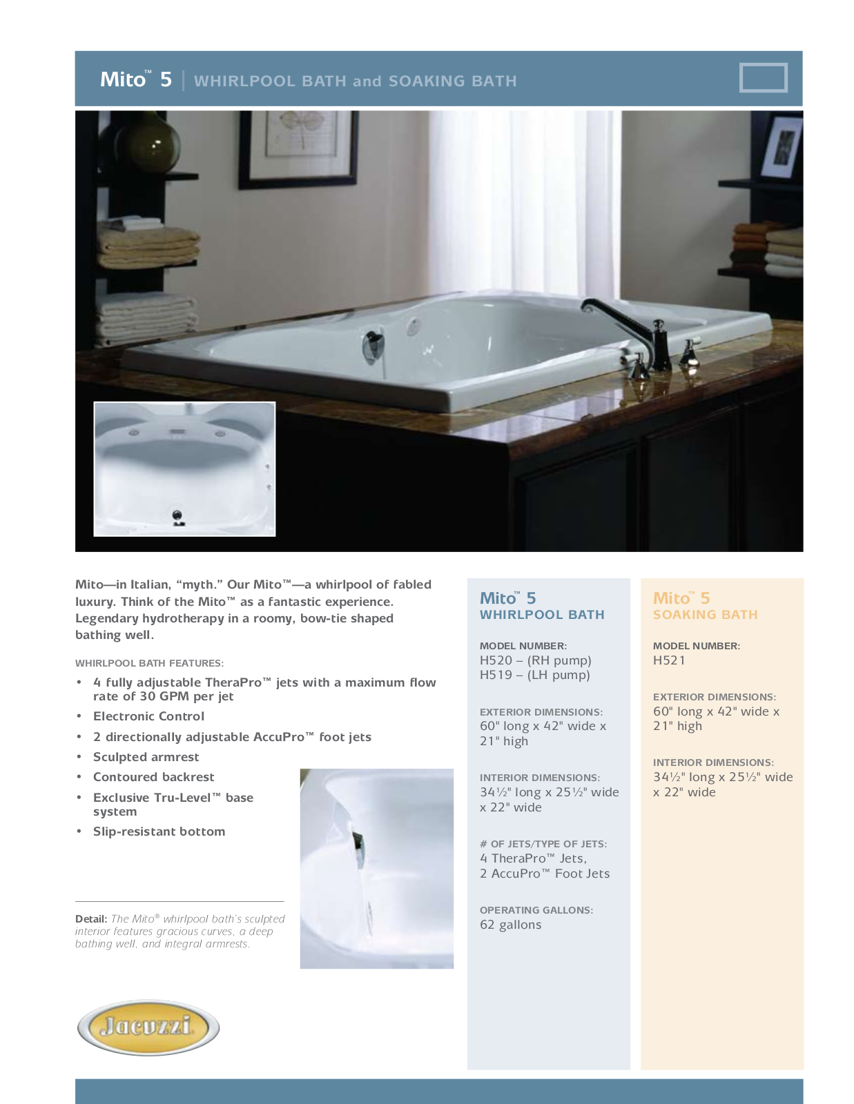 Jacuzzi H520, HS21, Mito' 5, HS20, HS19 User Manual